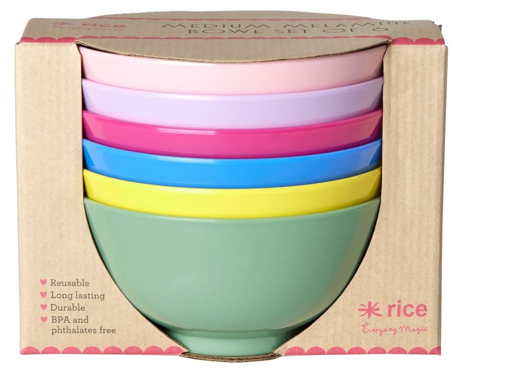 Rice Melamine Medium Bowl 6 Pack