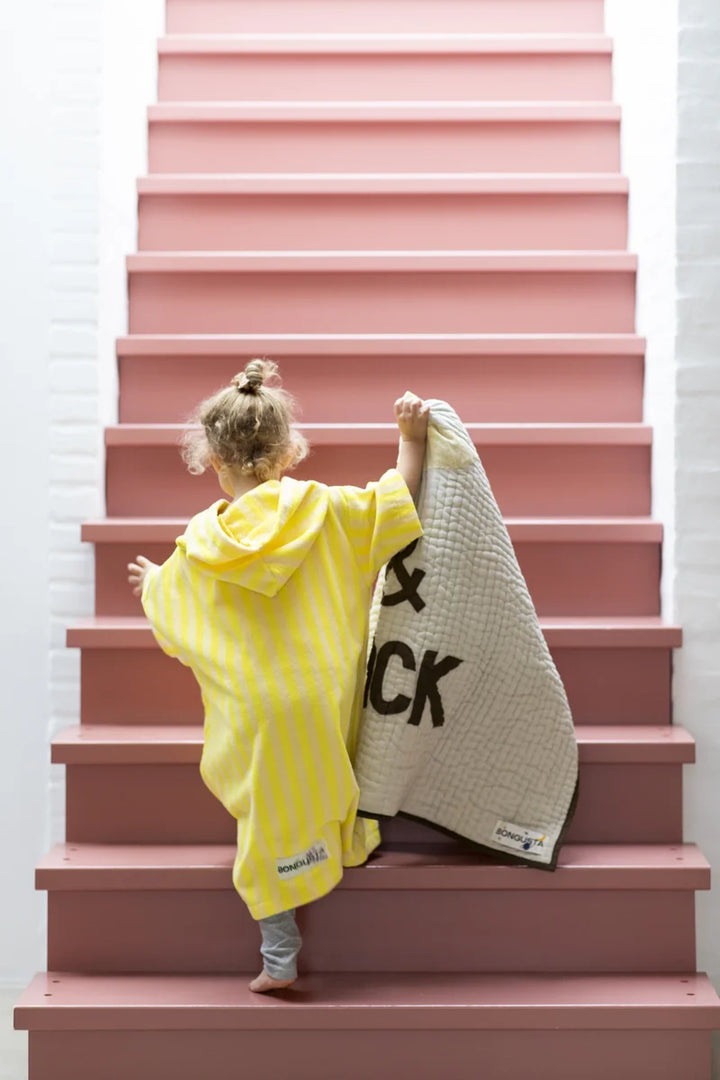 BONGUSTA Naram Poncho, pristine & neon yellow