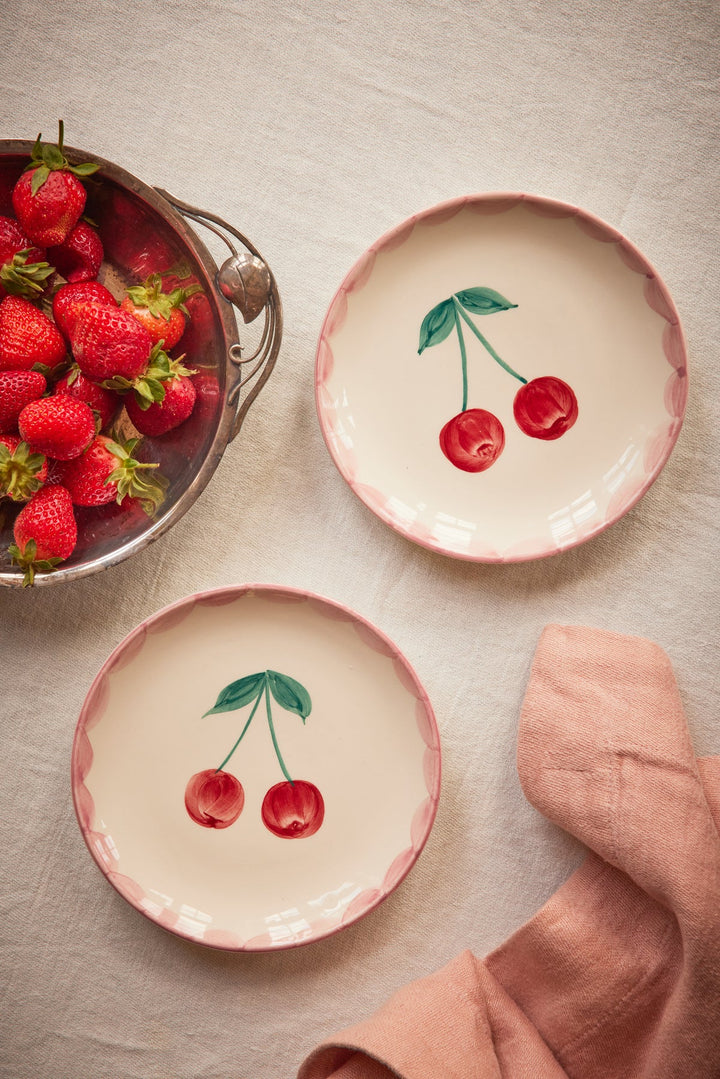 Rice Ceramic Cake Plate Cherry