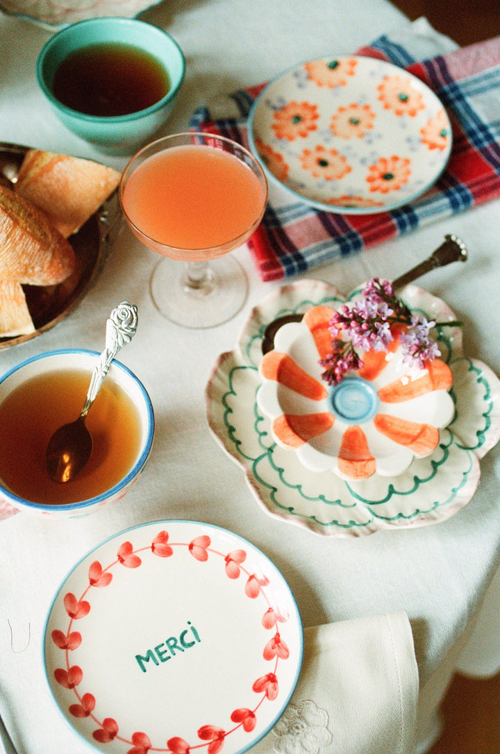 Rice Ceramic Cake Plate Merci