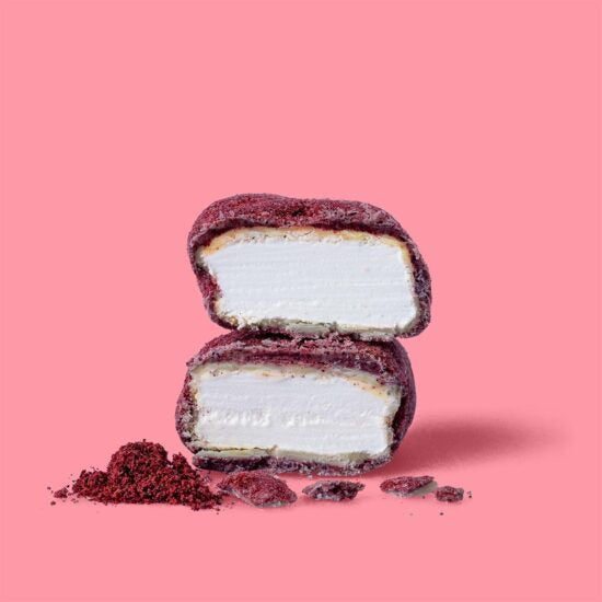 Mallows blackcurrent & white choc 90g
