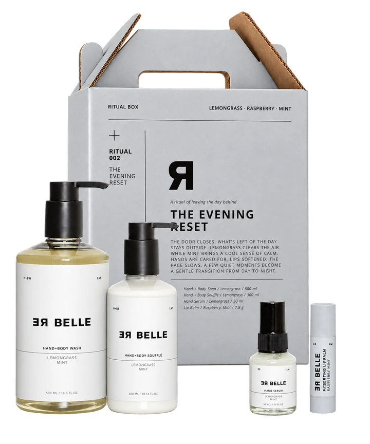 Rebelle The Evening Reset Hand + Body Soap/Soufflé/Serum & Lip Balm (500/300/30 ml)