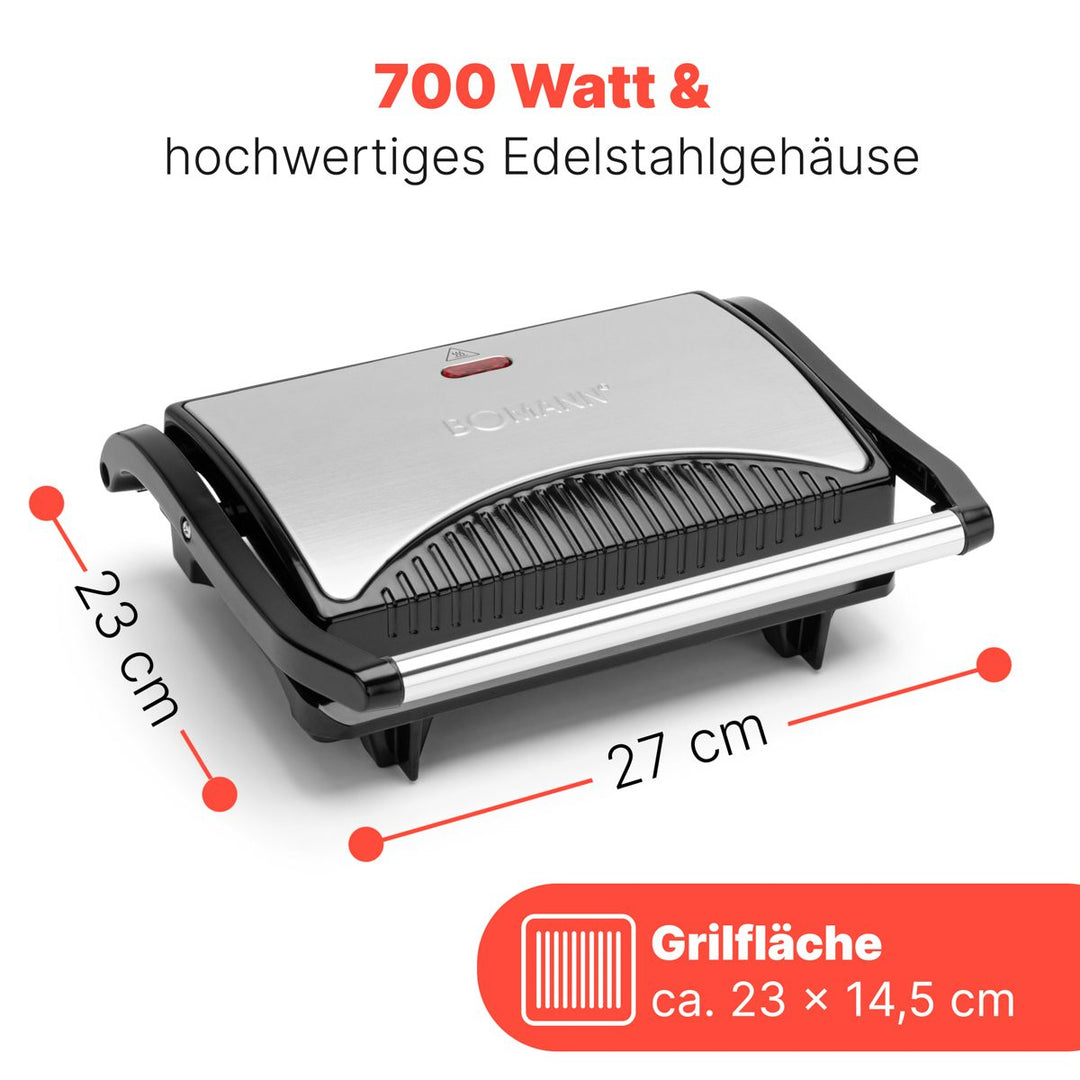 Bomann multi grill jarn, svørt/stál