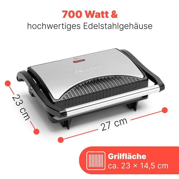 Bomann multi grill jarn, svørt/stál