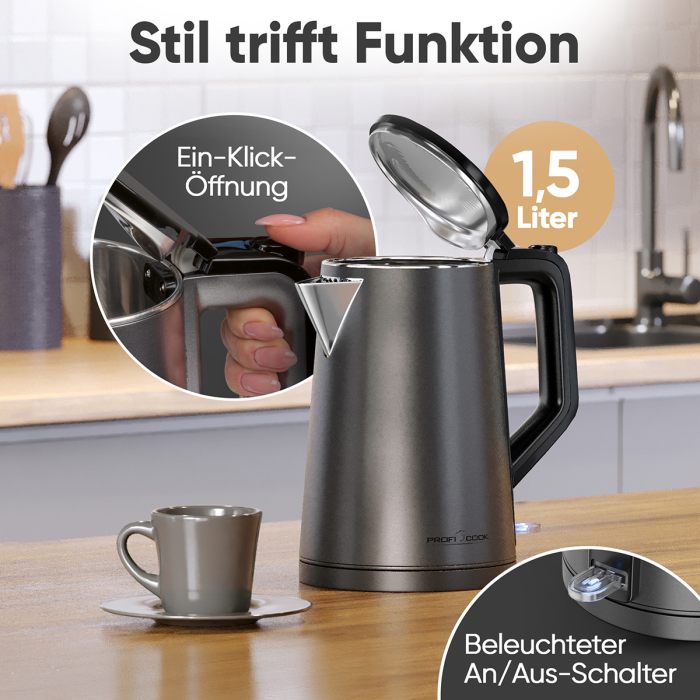 ProfiCook Ketil gráur, WK 1290, 1,7ltr
