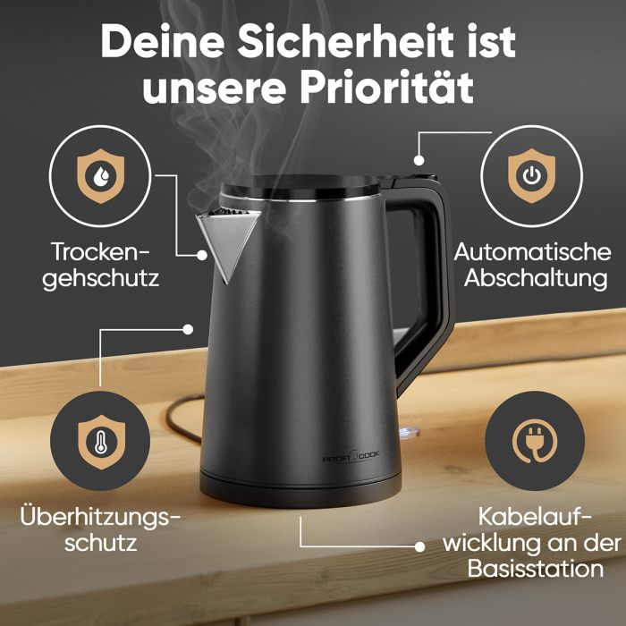 ProfiCook Ketil gráur, WK 1290, 1,7ltr