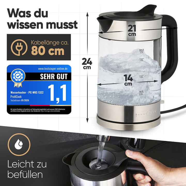 ProfiCook Ketil, glas 1,7ltr