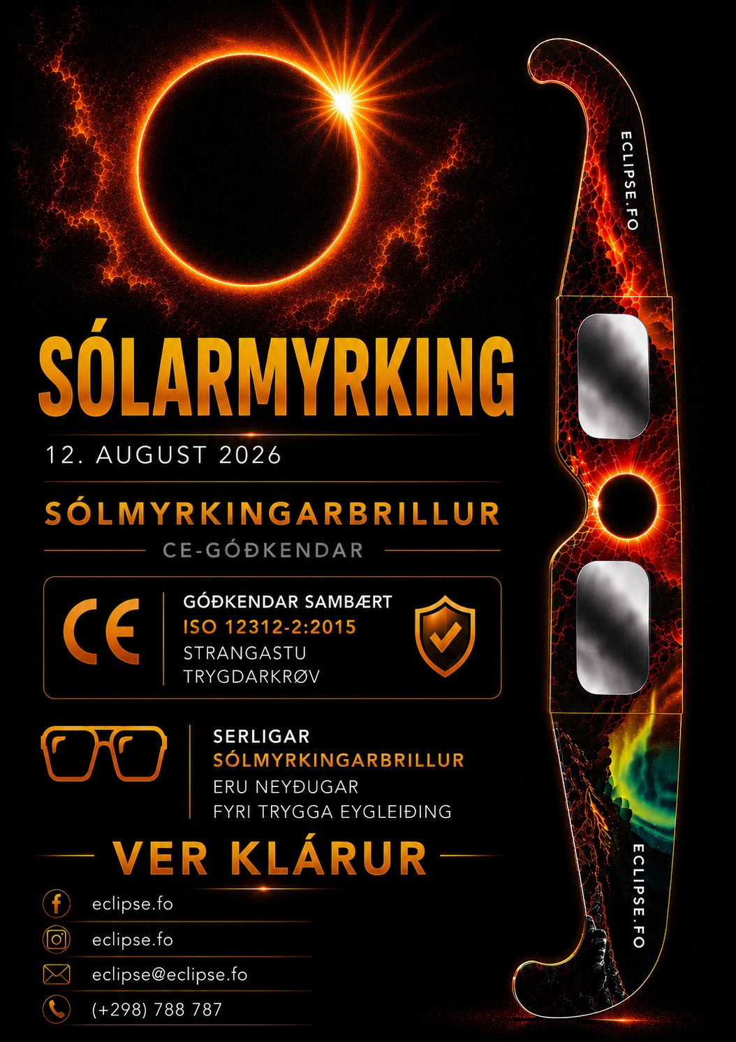 Solar eclipse brillur 5 fyri 300kr