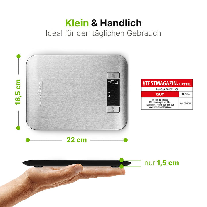 ProfiCook køksvekt, stál, 5.0kg
