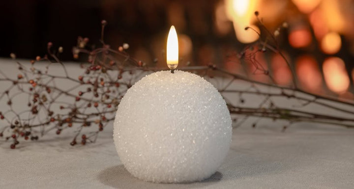 Uyuni Round Candle Nordic White Glitter