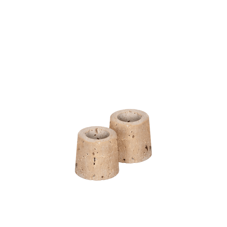 Uyuni Travertine Candleholder Desert Beige 8x5 cm 2 stk