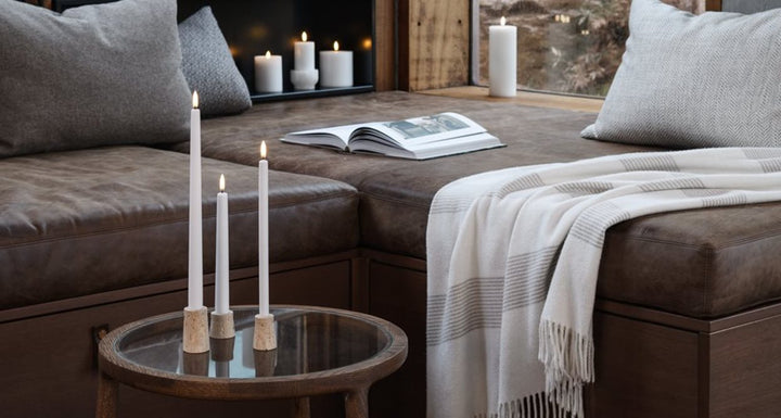 Uyuni Travertine Candleholder Desert Beige 8x5 cm 2 stk